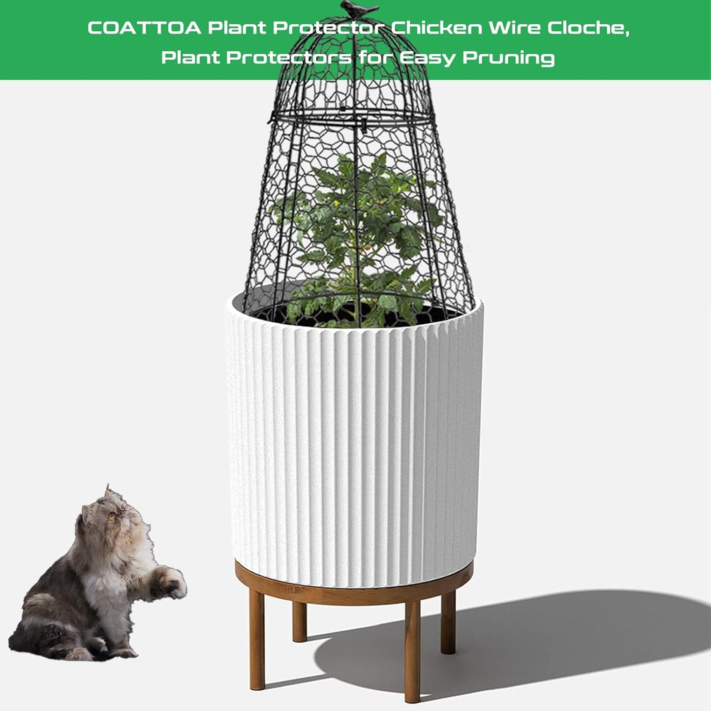 Plant Protector Chicken Wire Cloche 2 PCS, Plant Protectors from Animals, 18.7×12 Inch Large Garden Cloches for Plants, Sturdy 2-in-1 Cloche Dome for Plants, Plant Protectors for Easy Pruning