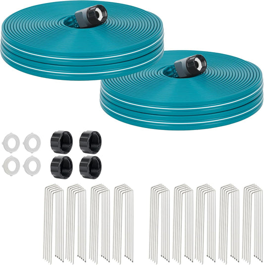 LINEX Sprinkler Soaker Hose 75 ft 2 pack for Garden Lawn Watering Hose with Stakes