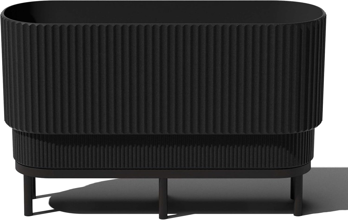 Veradek Demi Series Raised Long Planter for Indoor/Outdoor Use | Made from Plastic & Stone w/Wooden Stand | Modern Patio Décor for Flowers/Shrubs