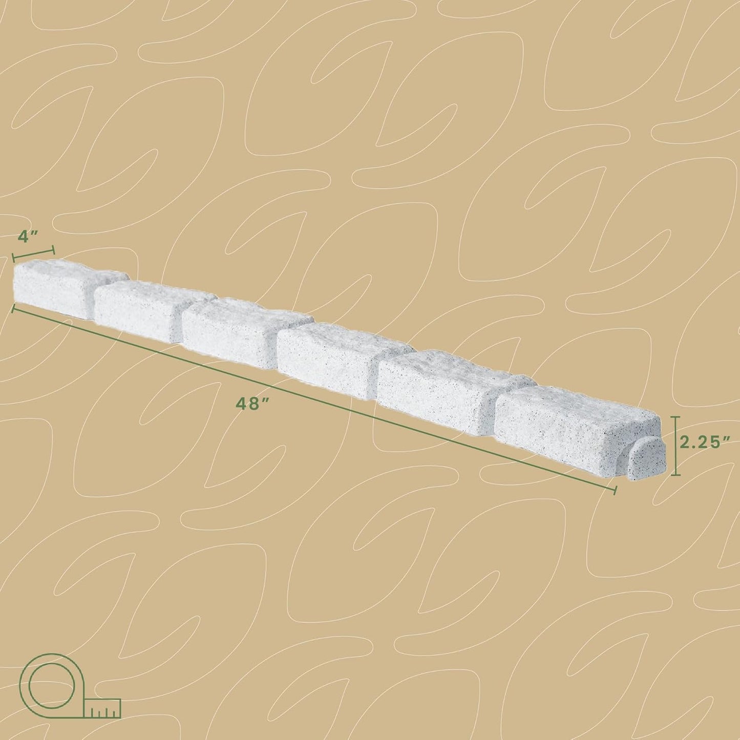 Beuta Landscape Edging | Garden Edging Border | Faux Stone Bricks for Lawn edging, Flower beds, Pathways & Yard Edging– 40 Packs | Each Section Has 6 Bricks 48"L x 4"W x 2.25"H | 120 Spikes |Limewash