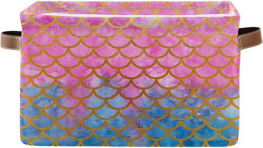 Mermaid Rectangular Storage Basket Organizer Bin Shelf Baskets For Clothes Gifts For Home Office Dorm