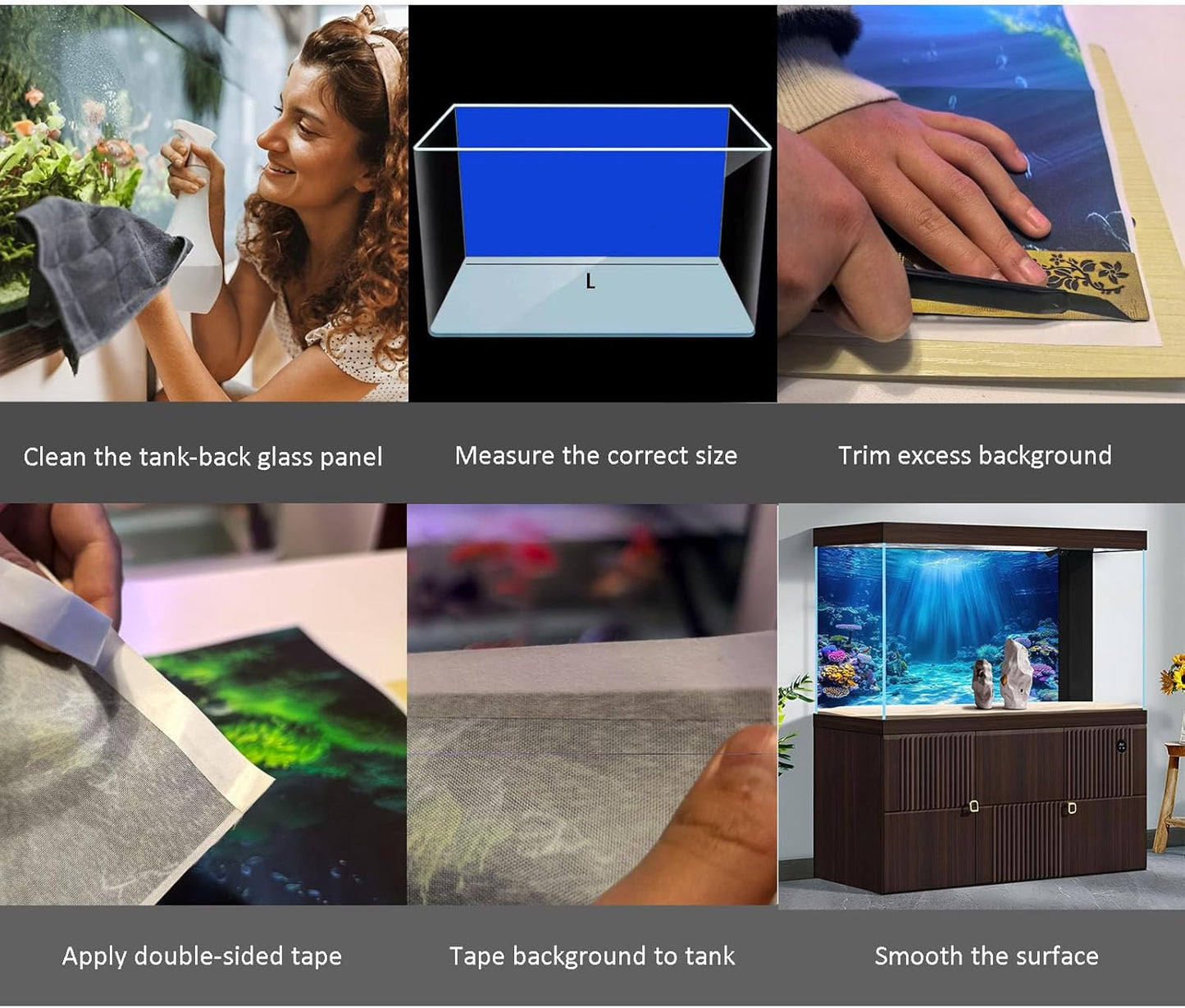 Aquarium Background Various Underwater Grass Plants Aquarium Backdrop Vivid and Fresh Green Aquatic Plants Stone River Bed and Dead Wood Purple Stone Fish Tank Background 24x12in