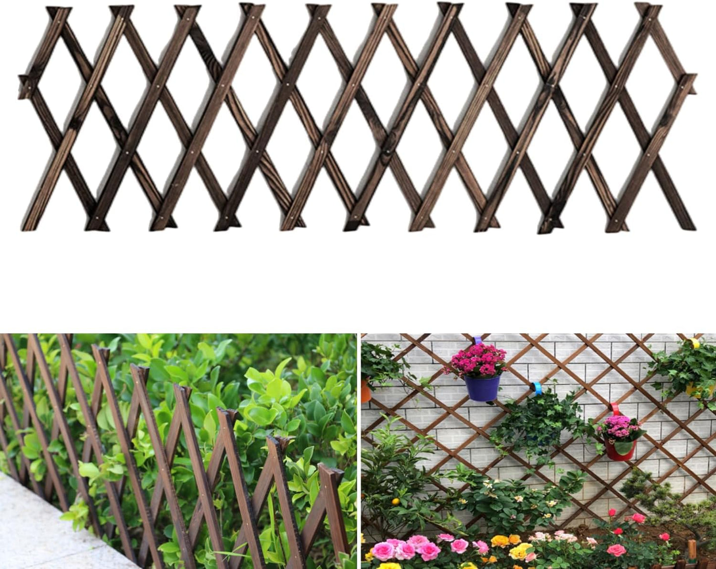 Expandable Garden Trellis, Wooden Lattice Wall Fence Trellis for Climbing Plants Ivy Vine Rose Clematis 13" x 68" for Outdoor Garden Patio Room Decor (1)