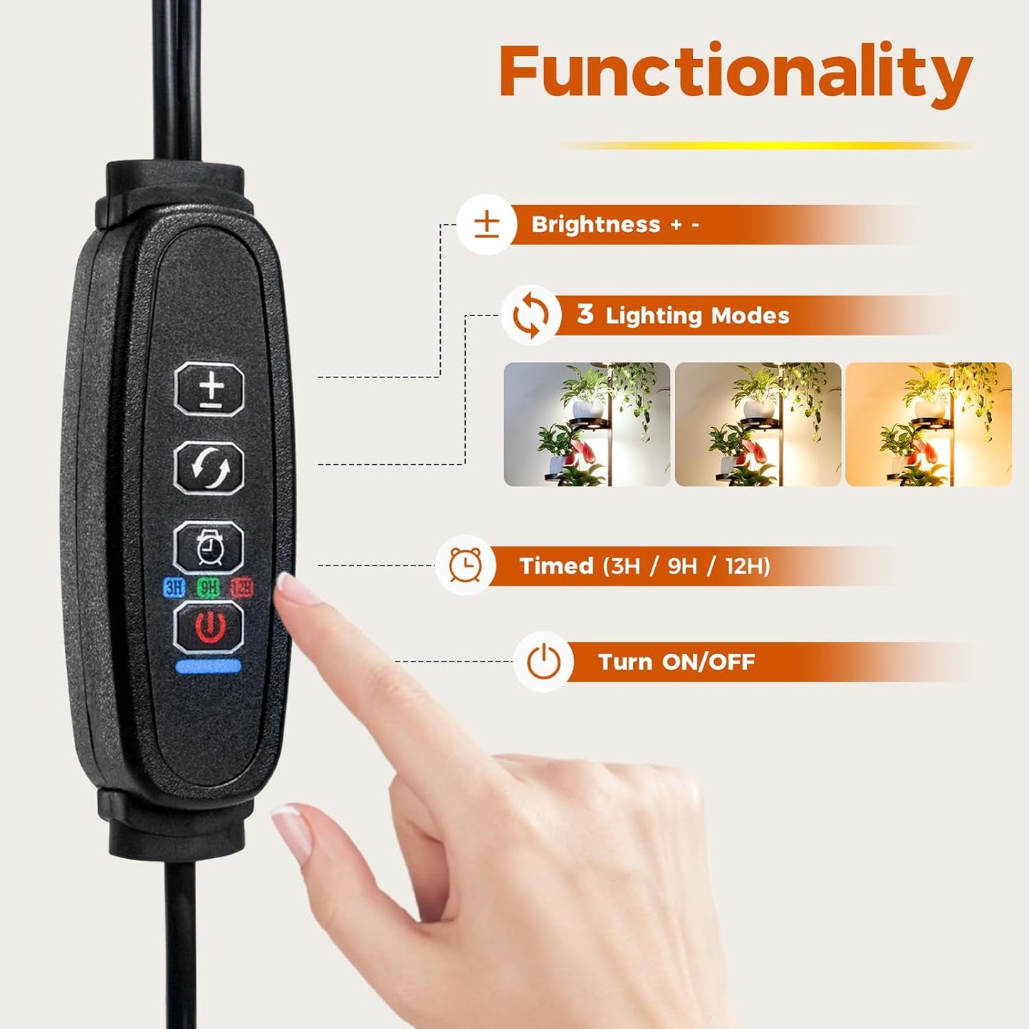 Bamworld Plant Stand with Grow Light, Corner Metal Flower Pot Stands for Multiple Plants, 4 Tier Heavy Duty Plant Shelf for Patio Garden Balcony Living Room Bedroom(Patent Design)