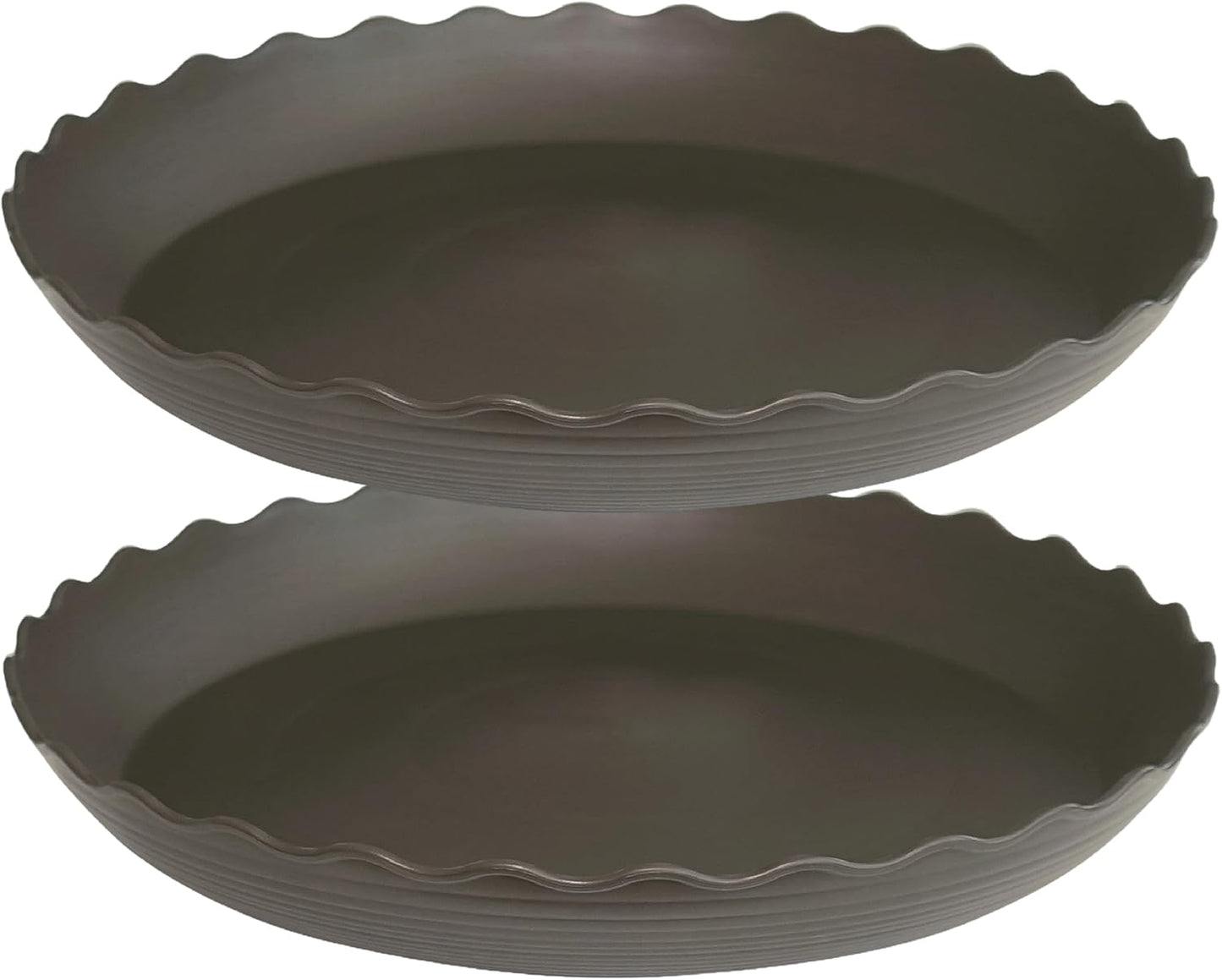 2 Pack of 14 inch Plant Saucer Plant Tray, Plastic Plant Saucer, Heavy Duty Plant Tray for Pots, Plant Saucers for Indoors Planter, Garden Water Plate Bowls for Gallon Grow Bags (Brown)
