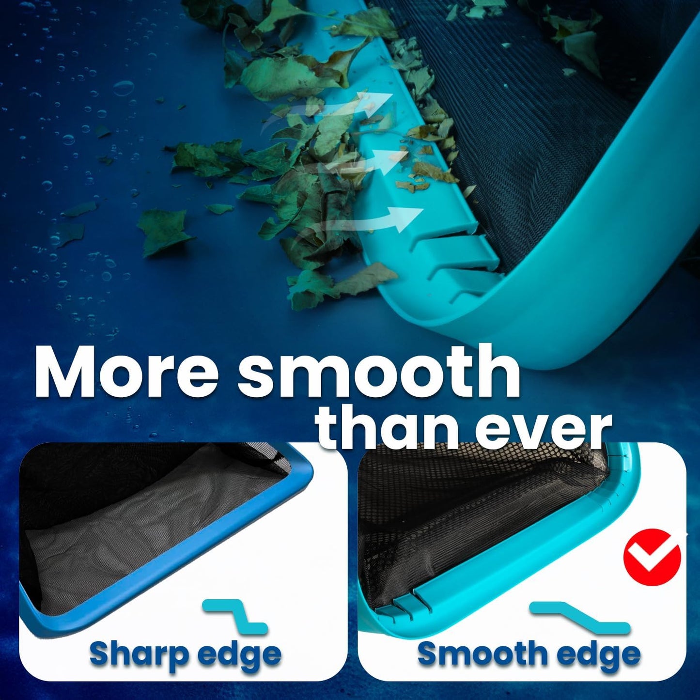 XtremepowerUS 17" Wide Pool Net, Professional Swimming Pool Leaf Skimmer Nets for Cleaning Double-Layer Deep Net Easy Scoop Edge,Debris Pickup