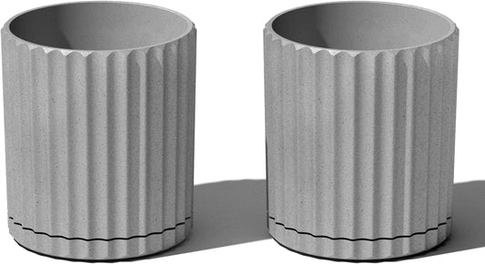 Veradek Demi Series Demi 6" Planter w/Tray - Grey, 2 Pack