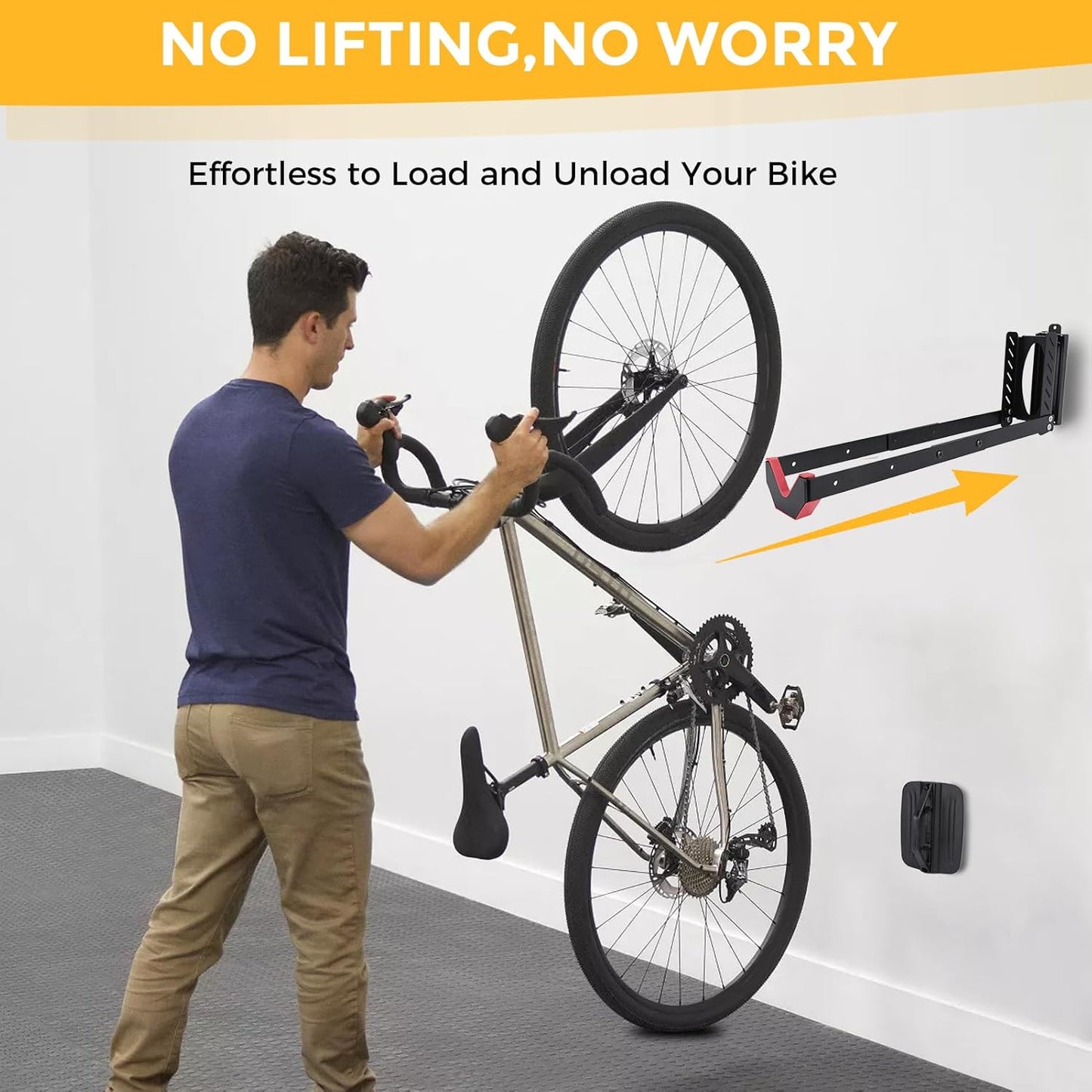 Swivel Bike Wall Mount, Vertical Bicycle Hook Hangers, Can Hold Up to 77 lbs, Cycle Wall Hanger for 16-29 Inch Diameter Wheels