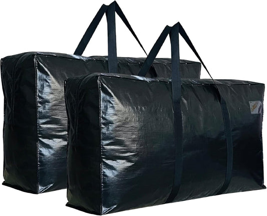 Extra Large Storage Bags, Jumbo Moving Tent Storage Bags, Foldable Big Black XXL Duffle Bag for Travel,Christmas Tree Bag, 42x23x13.5inch - 2PACK