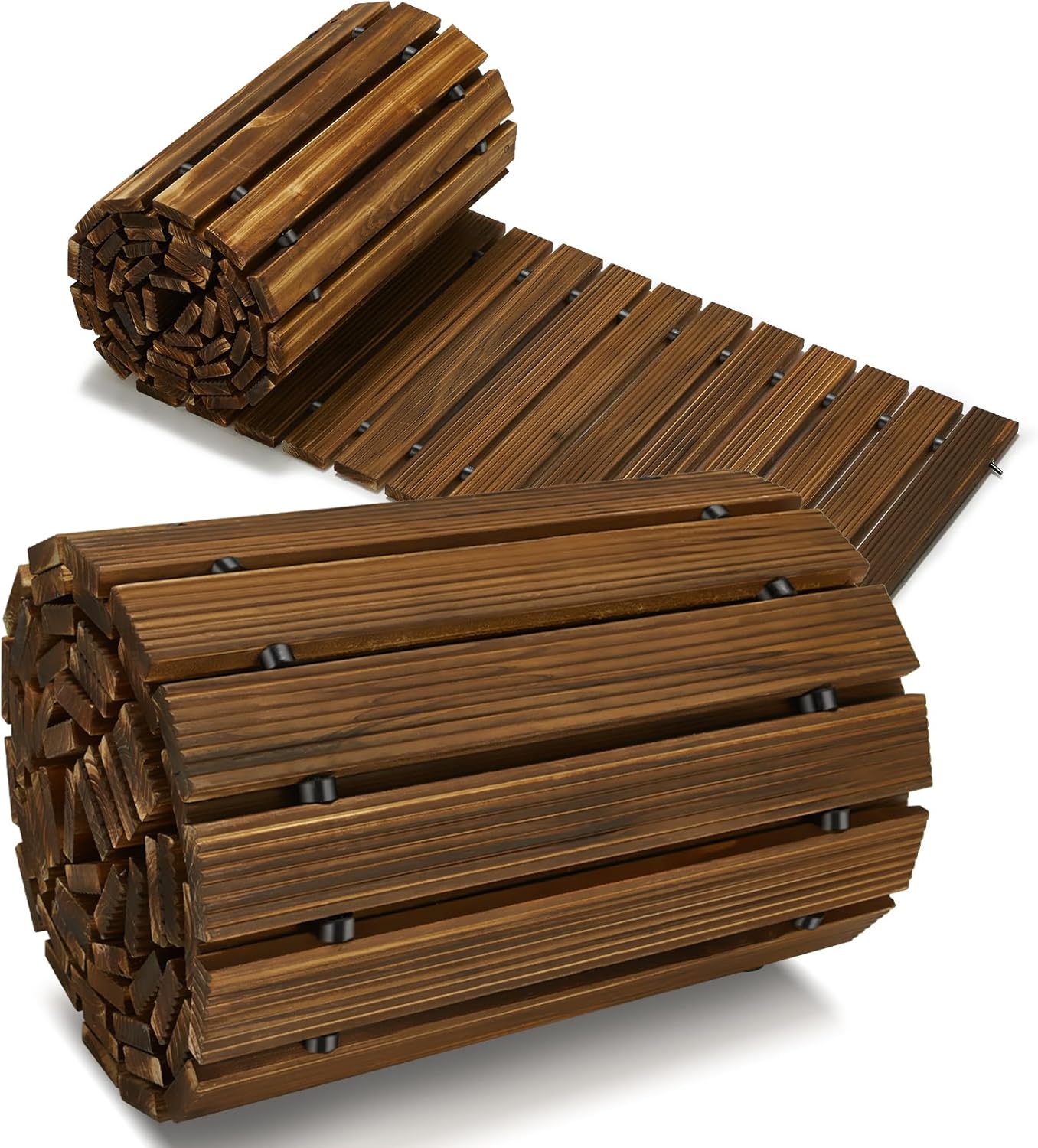 12FT Wooden Garden Pathway,Outdoor Roll Out Decorative Straight Walkway,Weather-Resistant Patio Path,Non-Slip Pavers Boardwalk for Garden, Backyard, Beach, Wedding Party Pathways