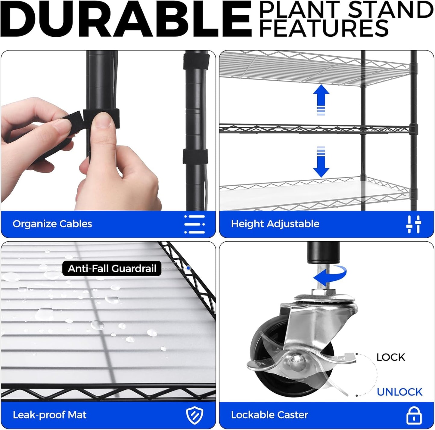 Barrina CX5 Plant Stand with Grow Lights for Indoor Plants, 4-Tier Plant Shelf with T8 3FT 30W(Per Light) Full Spectrum Grow Light for Seed Starting, Succulent, Settable Timer Socket 35.4"x13.8"x59"