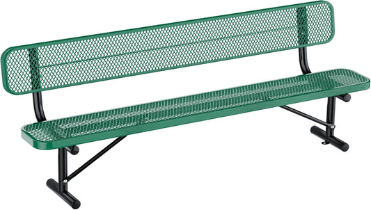 Heavy Duty Park Bench for Outside, Metal Park Bench with Back Portable Frame, Outdoor Steel Mesh Garden Bench with Backrest for Garden, Lawn, Patio, Porch, Park, Yard (Green, 8FT/95INCH)