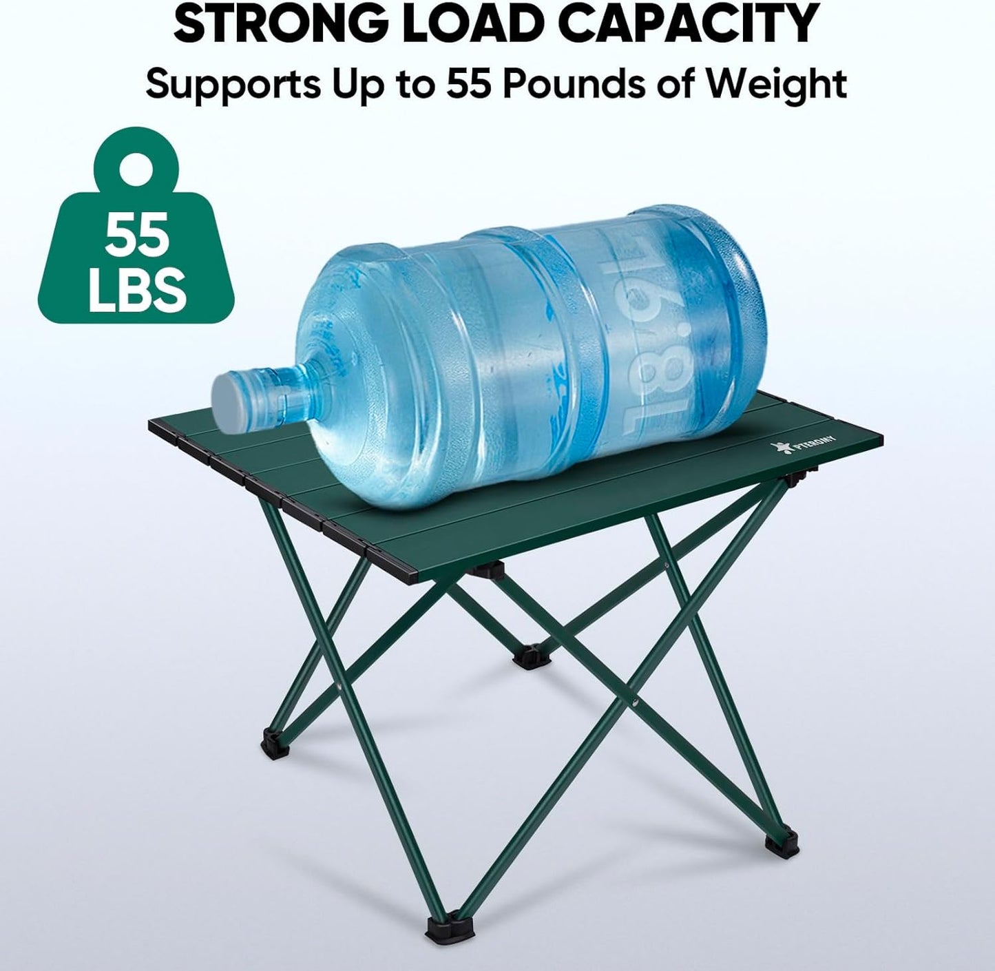 PTEROMY Medium Folding Camping Table, Portable Beach Table with Ultralight Aluminum Tabletop for Travel, Outdoor, Camping, Picnics, and BBQs (Green)
