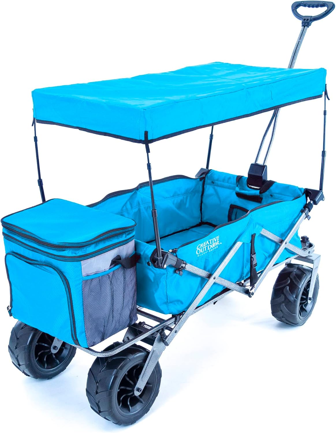 Creative Outdoor Push Pull Stroller Wagon, Beach Hauler XXL with Canopy, Collapsible and Portable Heavy Duty Folding Cart, Supports up to 200lbs Weight Capacity, Giant 10" Wheels