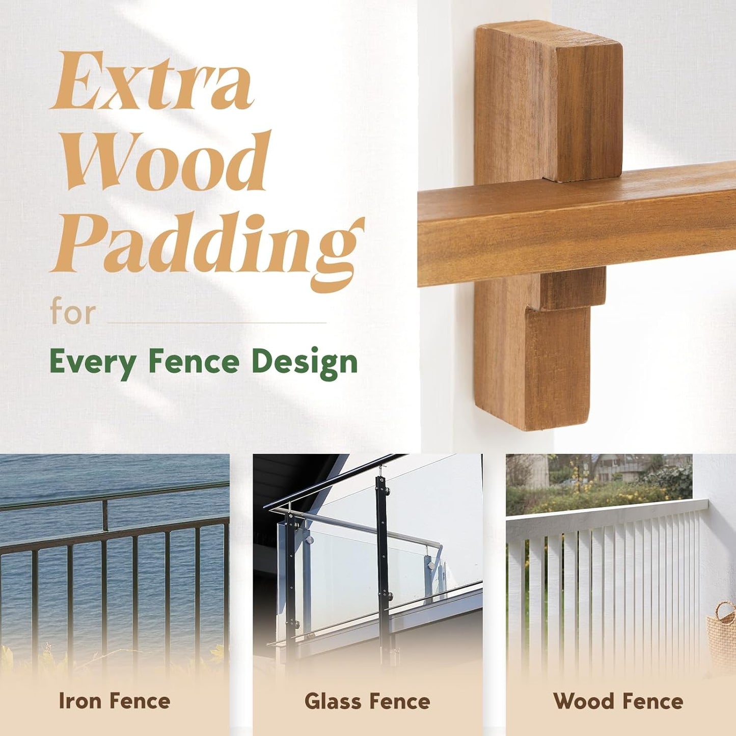 Idzo FSC Acacia Wood Folding Balcony Bar Table for Railings, Adjustable Height & Width, Teak Brush Finish Durable Against Weather, Ideal Spacious Dimension of 27 9/16 x 21 5/8 Inch, Rectangular Design