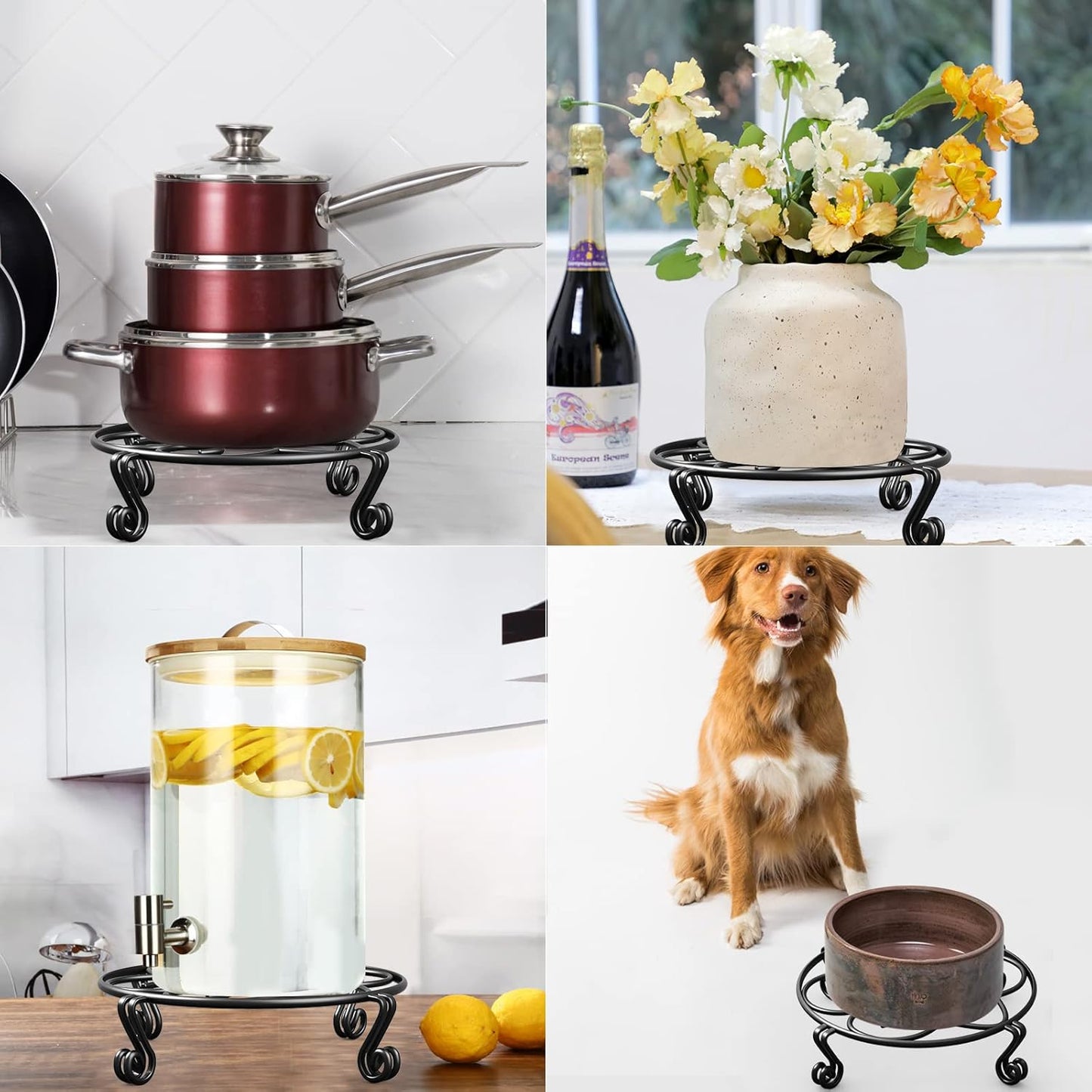 Yimobra 2 Pack Plant Stand for Flower Pot Heavy Duty Potted Holder Indoor Outdoor Metal Rustproof Iron Garden Container Round Supports Rack for Planter (10.2 Inches, Black)