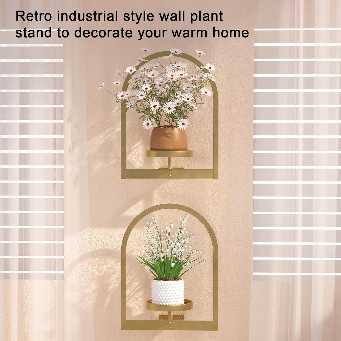 Wall Plant Holder, Wall Planter for Indoor Plants, Window Plant shelves for Multiple Plants Indoor Outdoor, Framed Plant Holder for Home Decor (2 Pack)