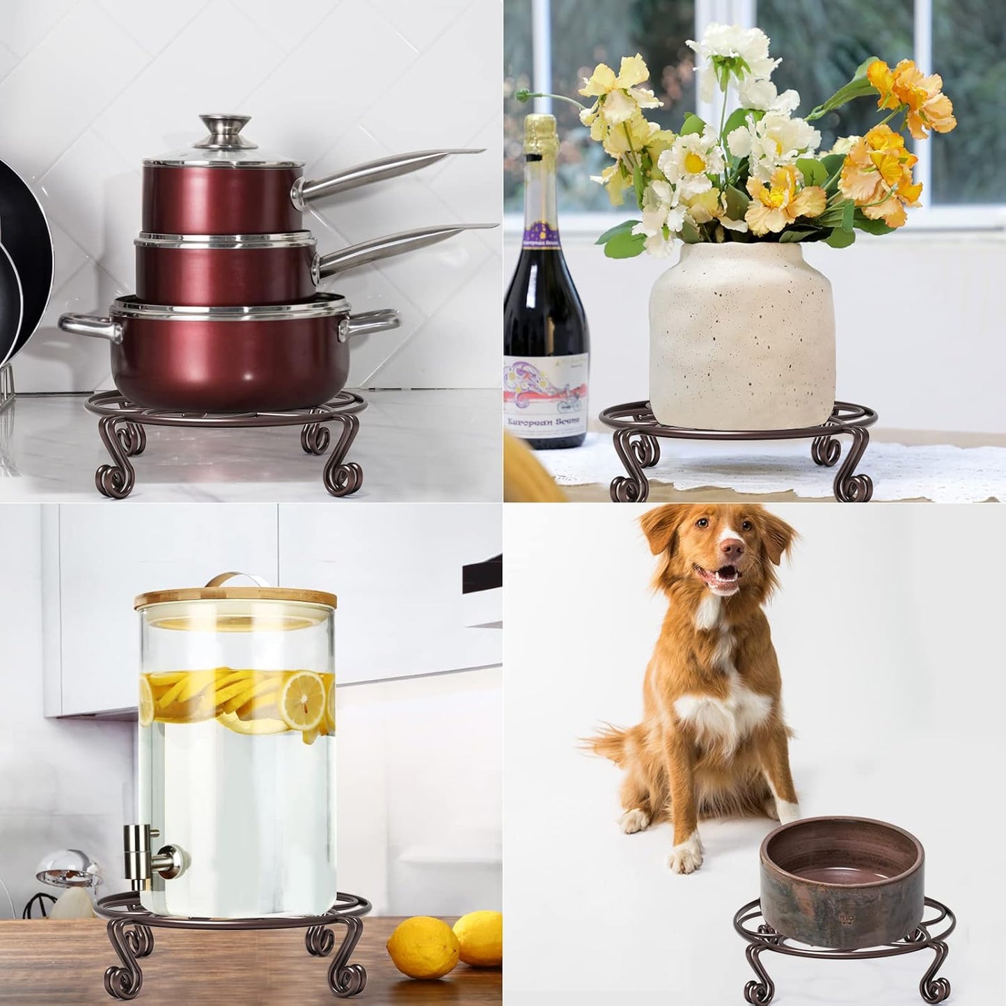 Yimobra 2 Pack Plant Stand for Flower Pot Heavy Duty Potted Holder Indoor Outdoor Metal Rustproof Iron Garden Container Round Supports Rack for Planter Bronze, Brown,10.2 Inches