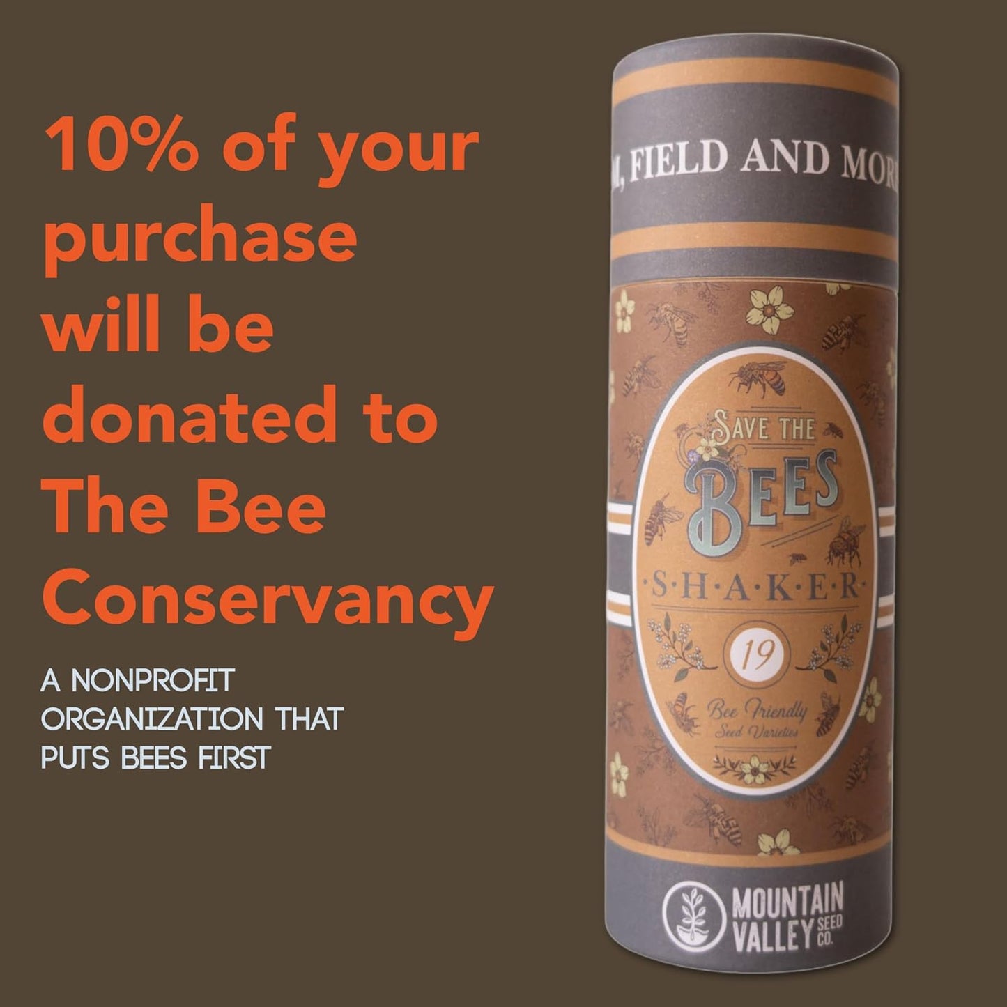 Save the Bees Wildflower Seed Shaker - ~100,000+ Wild Flower Seeds for Planting - Beautiful Easy to Sow Seed Shaker - 19 Varieties to Attract Bees & Other Pollinators - 3 oz. of Seed Covers ~370 sq ft