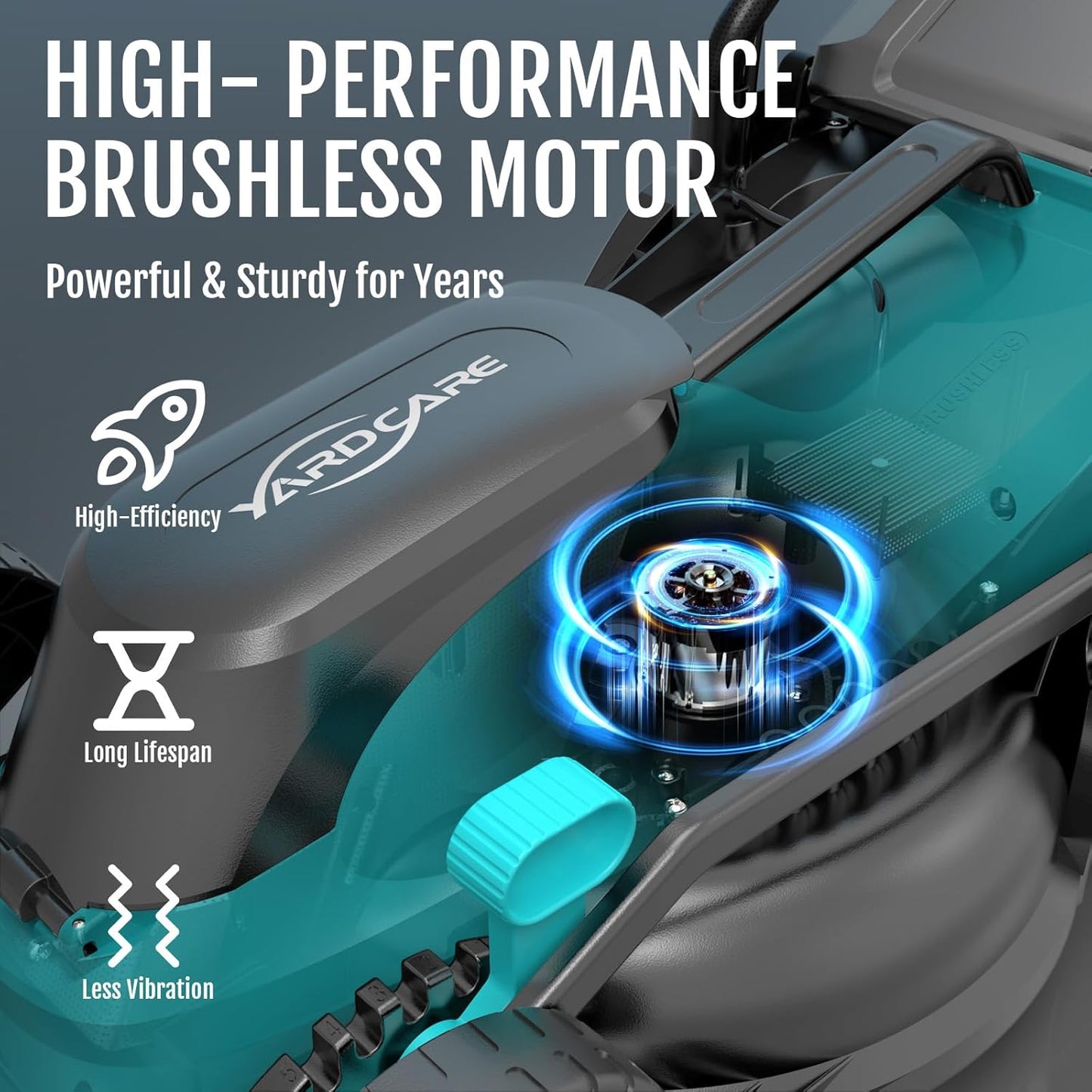 (2025 Model) YARDCARE 36V Brushless Cordless Lawn Mower with 2X4.0Ah Batteries, LED Display Screen, Electric Lawnmower with 5-Position Height Adjustment, 8 Gallon Grass Bag, Charger