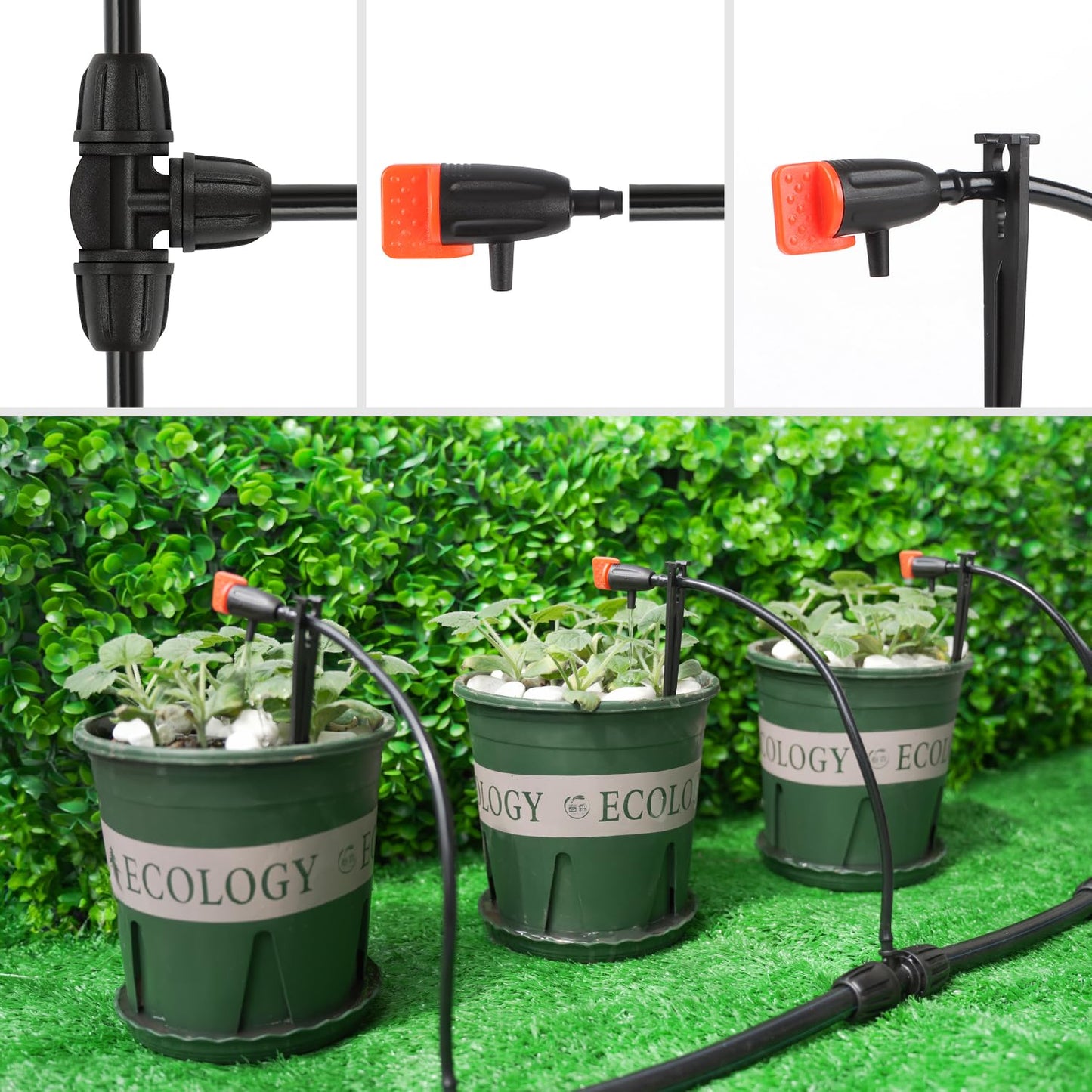 Drip Irrigation Inline Dripper for 1/4" Drip Irrigation Tubing, 35 Pieces Adjustable Drip Emitters Micro Drippers for Drip Irrigation Gardening System Maintain Constant Flow