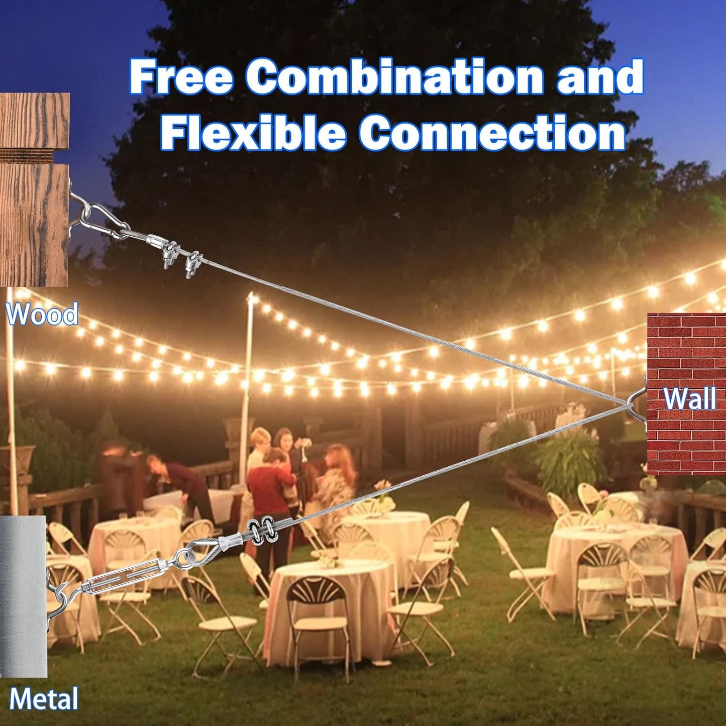 304 Stainless Steel Turnbuckles for Cables Wire Kit, 3/16" Wire Rope w/ 7×7 Strands 200 Ft PVC Coated Steel Cable for Railing System Kit, Garden Cable Trellis, String Light Hanging