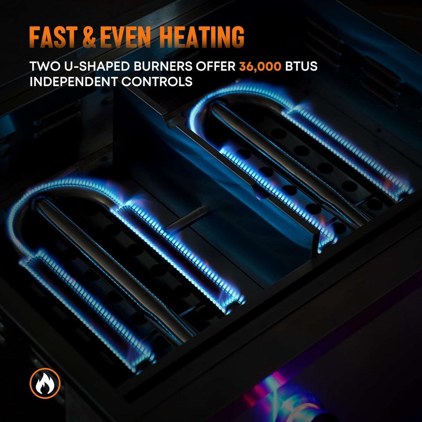 Hygrill 30-Inch Premium Built-In Natural Gas Griddle for Outdoor Kitchen, Durable 304 Stainless Steel 2-Burner Flat Top Grill with Lid and LED lights