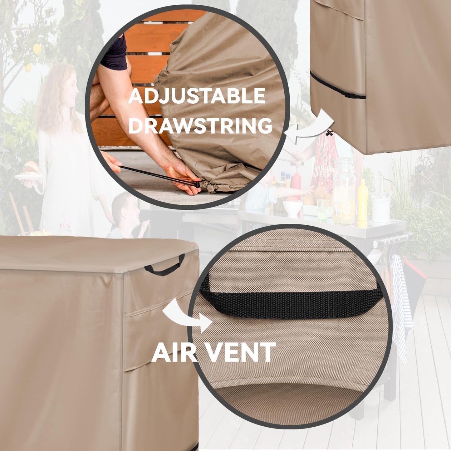 Outdoor Pizza Oven Table Cover - Heavy Duty Waterproof Cover for Ooni Large Table,Khaki