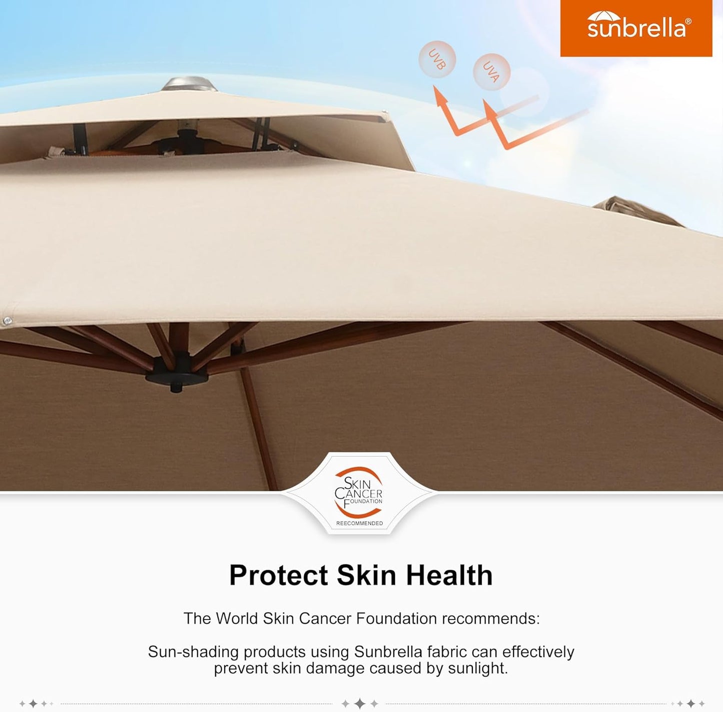 PURPLE LEAF 10' X 13' Double Top Deluxe Rectangle Patio Umbrella - Offset Hanging Cantilever Umbrellas in Heather Beige