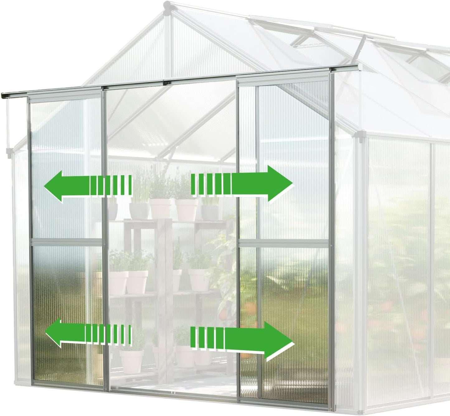 Greenhouse Topas 5 Aluminum Frame 7.4 x 10.6 ft with Approx. 6 mm Polycarbonate Panels