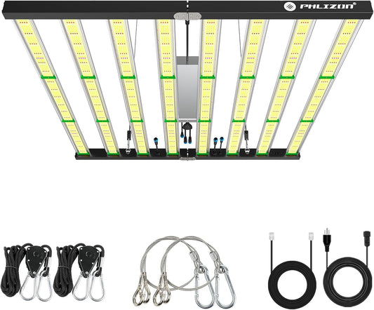 Phlizon FD9600 1000W Plant Led Grow Light for 4x4 5x5 6x6 7x7ft Indoor Commercial Plants Daisy Chain Dimmable Grow Light Brand Driver Foldable Full Spectrum UV IR Growing Lamps (FD9600)