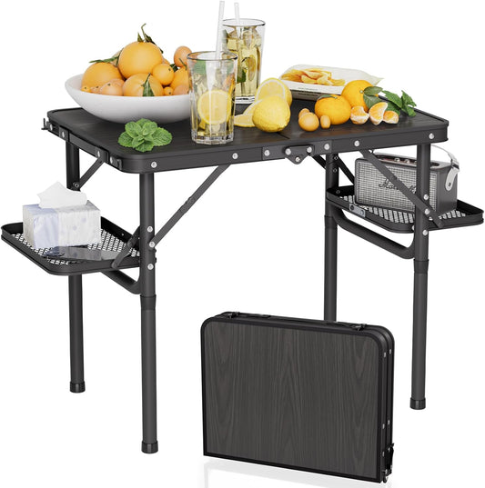 Titanker Folding Camping Table Small 2ft, Small Camp Table Portable with 50% Extra Space, Folding Picnic Set, Portable Beach Table, Car Camping Essentials, Aluminum Light & Solid