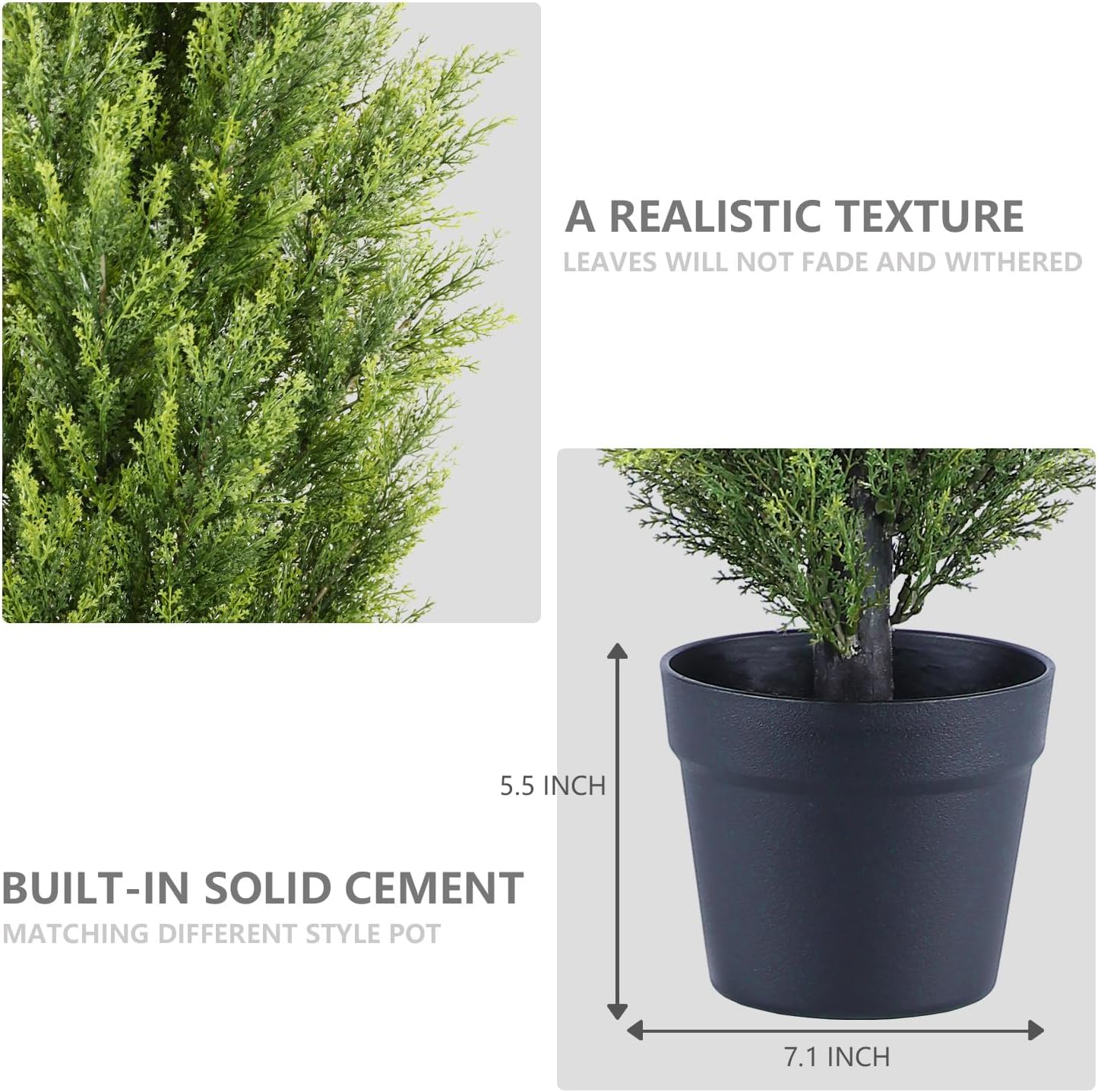 THE BLOOM TIMES 3ft Topiary Trees Artificial Outdoor 2 Pack – UV Resistant Faux Cedar Pine Cypress Bushes and Shrubs, Fake Potted Plants for Front Porch Outside Planter Patio Decor, Set of 2 (3 Foot)