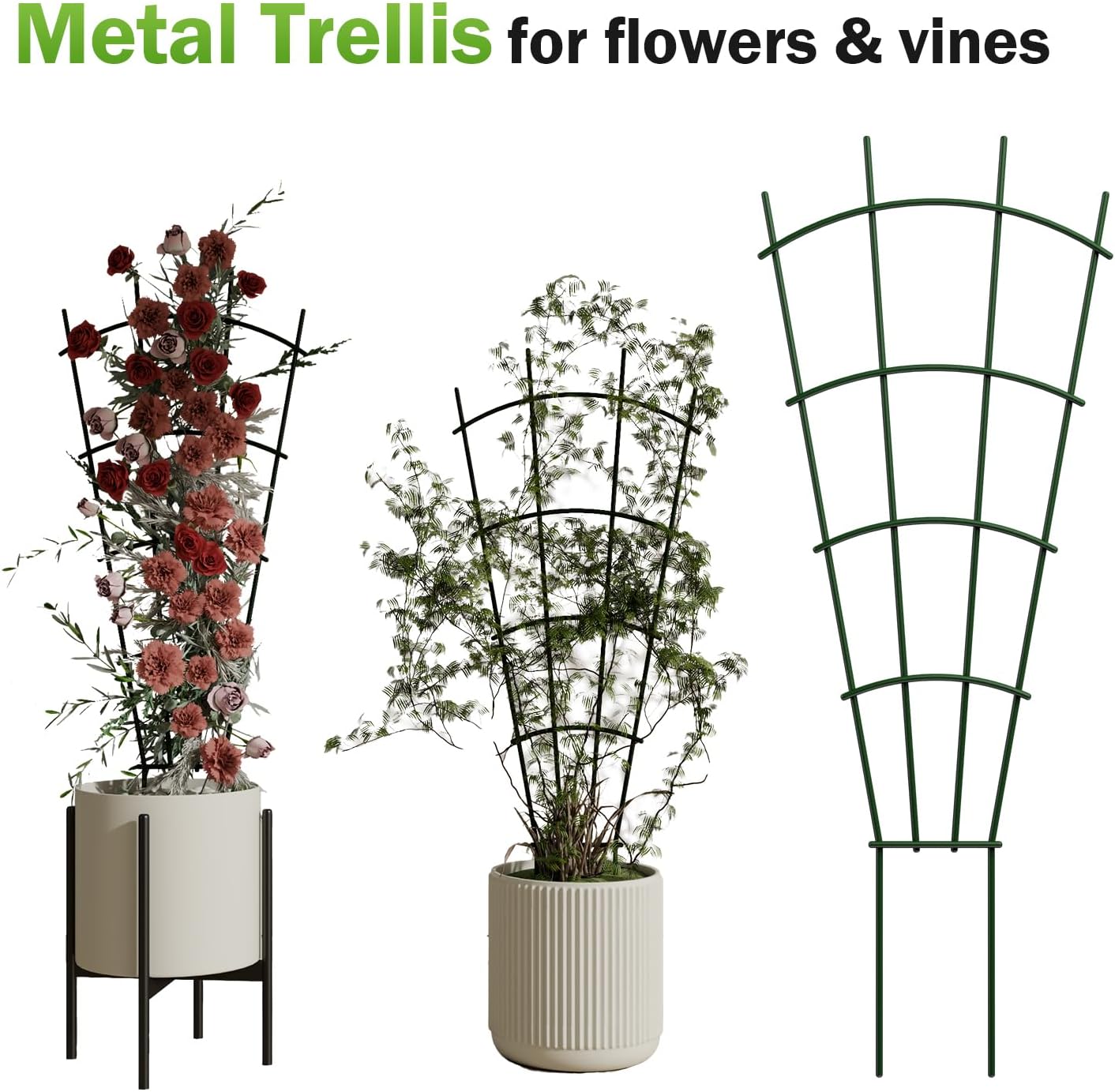 6-Pack Metal Trellis for Potted Plants, 32" Heavy Duty Garden Trellis for Climbing Plants, Rustproof Powder Coated Indoor/Outdoor Trellis for Climbing Vines, Flowers, Houseplants