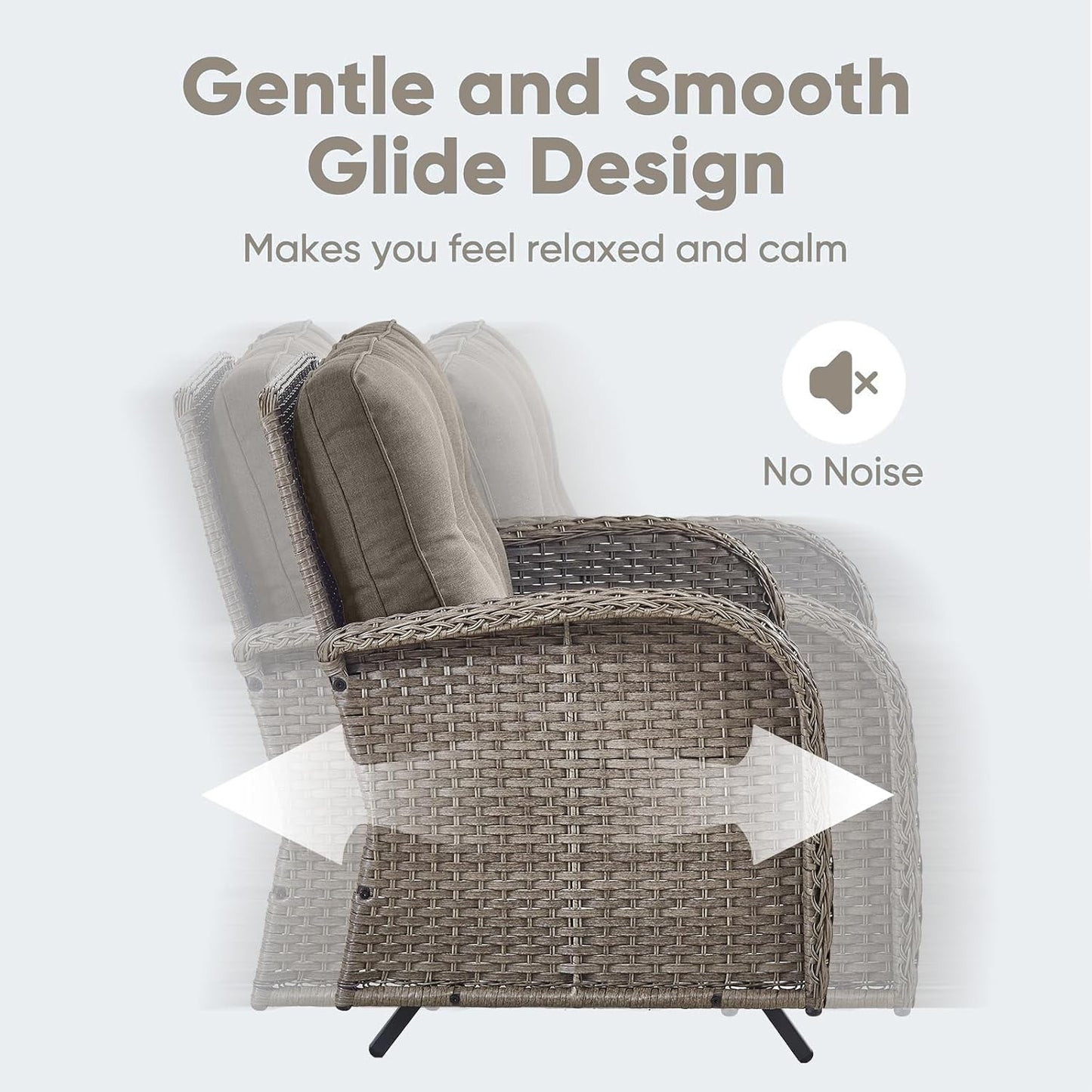 5 Piece Outdoor Patio Furniture Set with Deep Seating Swivel Rocker Chairs Loveseat and Rattan Coffee Table Outdoor Conversation Sets for Deck Backyard Poolside,Gray Wicker Gray Cushion