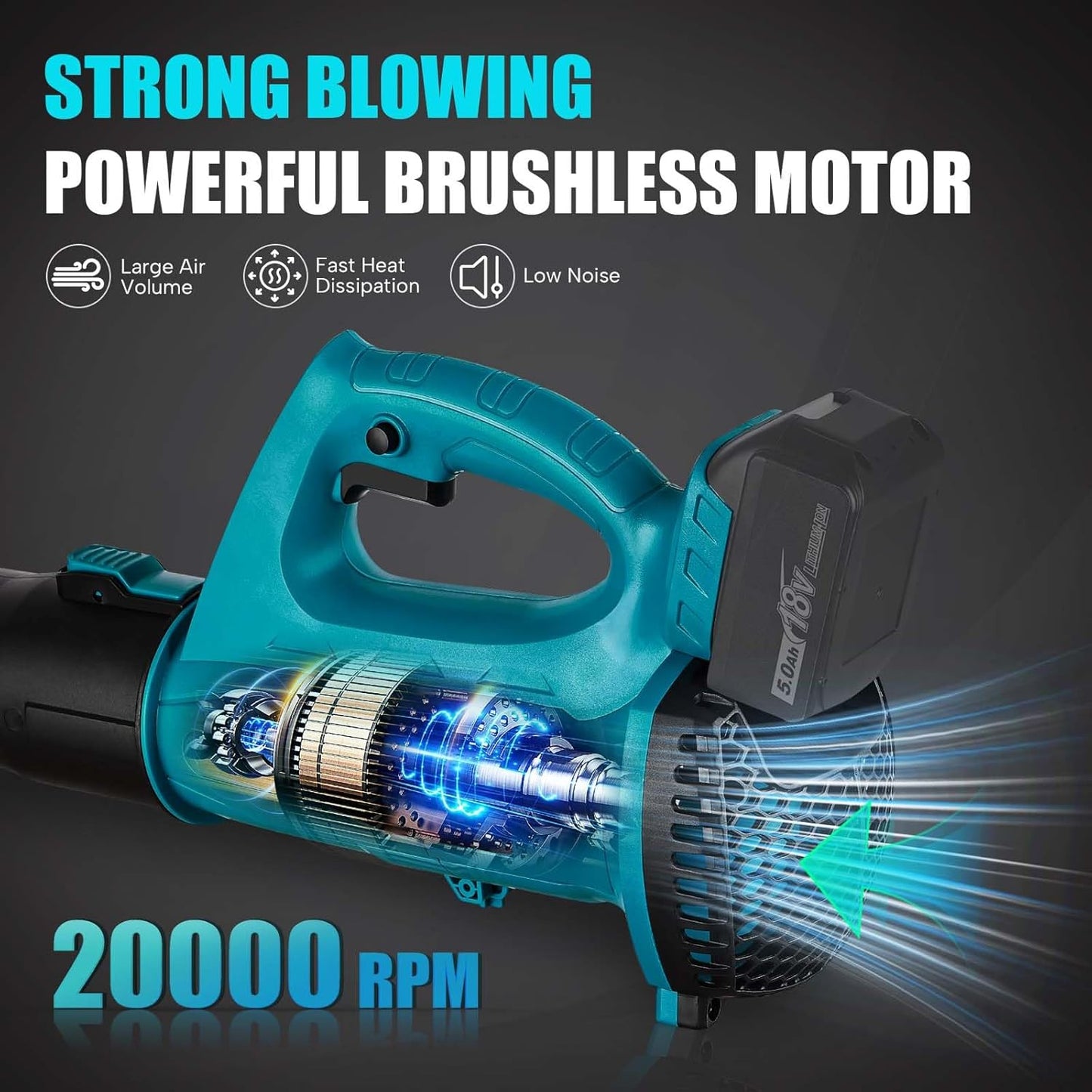 Cordless Leaf Blower for Makita 18V Battery, 450CFM 150MPH Electric Leaf Blower, 6 Speed Lightweight Handheld Leaf Blower for Lawn Care, Patio, Snow, Dust, Blowing Leaves (Battery NOT Included)
