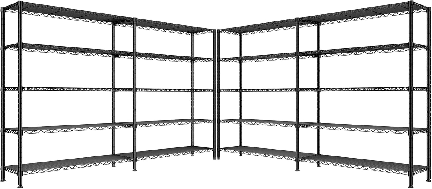 REIBII 70" W Storage Shelves Heavy Duty Load 1600LBS, Metal Shelving 5-Tier Wire Shelving Unit Metal Shelves for Storage Adjustable Shelving Rack for Pantry Kitchen 70" W*15.8" D*72.4" H, 2 Pack