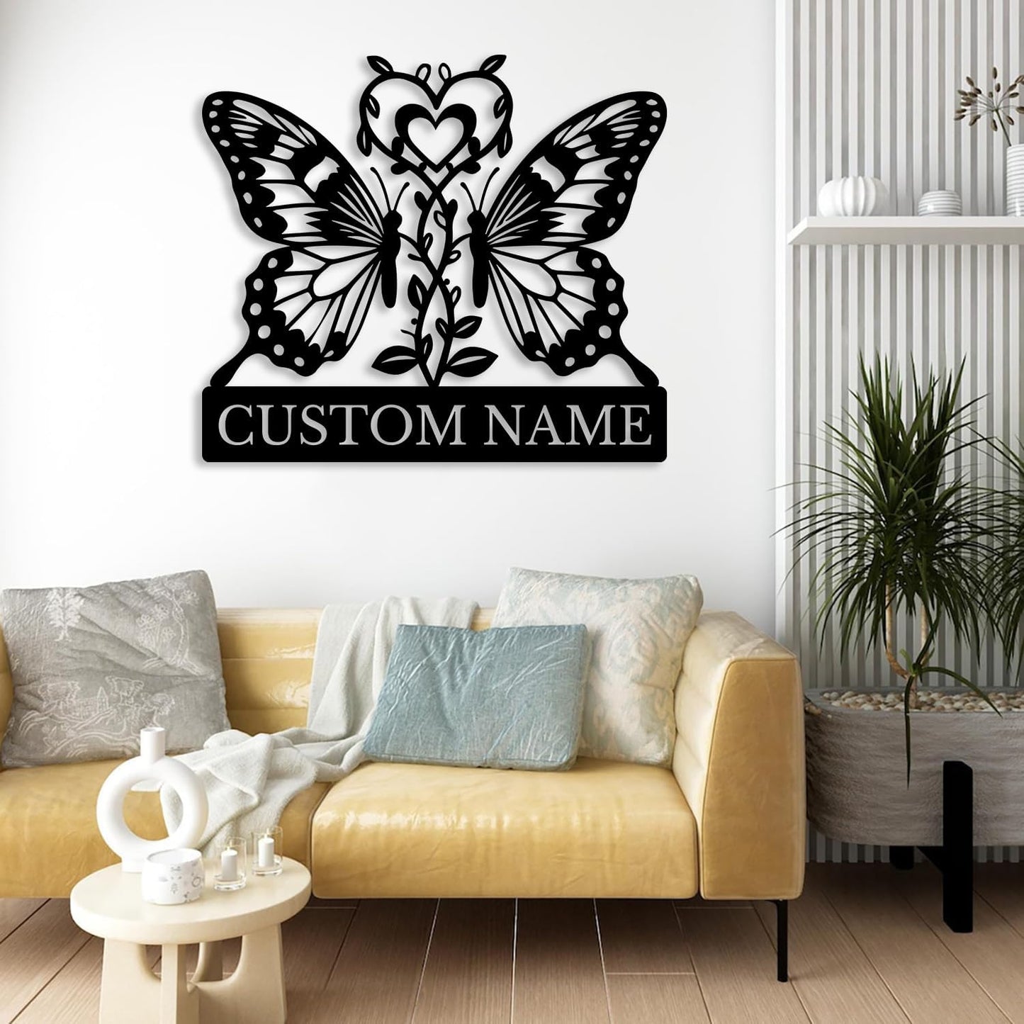 Custom Butterfly Metal Sign,Personalized Butterfly House Number Signs,Personalized Gardener Name Sign,Garden Patio Wall Decor (Style-6)