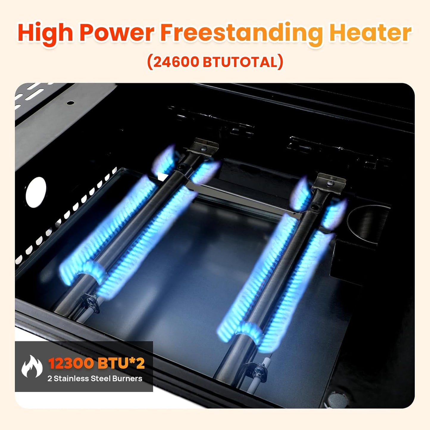 2-Burner Propane Gas BBQ Grill with Porcelain-Enameled Cast Iron Grates, Baking Sheet, 2 Foldable Side Tables, 24,600 BTU Stainless Steel Grill for Outdoor Camping Barbecue Grilling Backyard Cooking