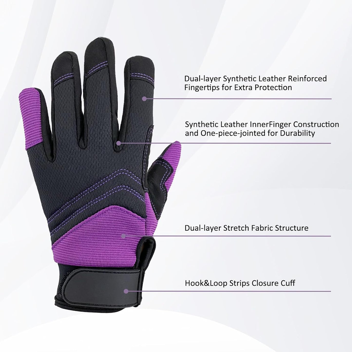 Safety Work Gloves,Multipurpose Working Gloves for Men,Multifunctional Synthetic Leather Spandex Mechanic Gloves,Gardening Glove Gifts for Men,Tounchscreen (Purple, Extra Large), 24096001-8