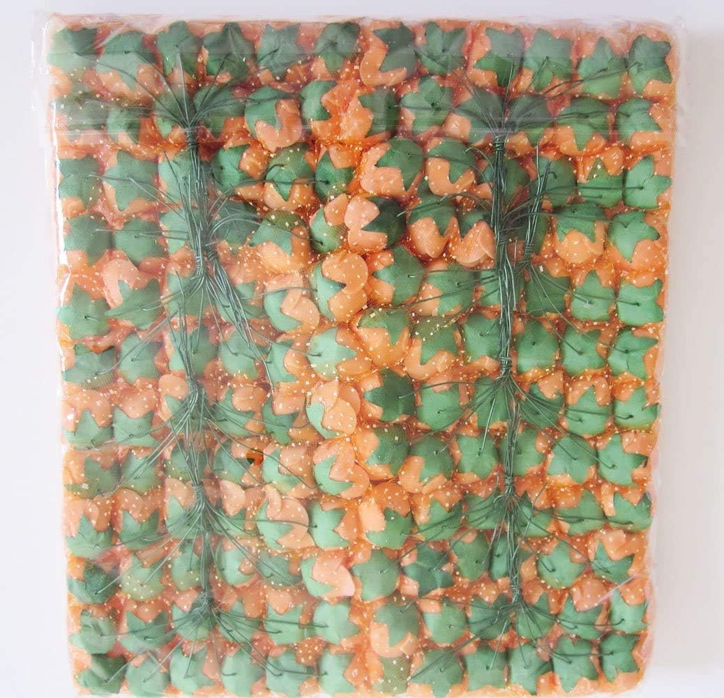 144 Pieces 2cm Mini Fake Rose Flower Heads Foam Artificial Roses for Valentine Day Wedding DIY Decor Craft (Bottom add Gauze) Orange