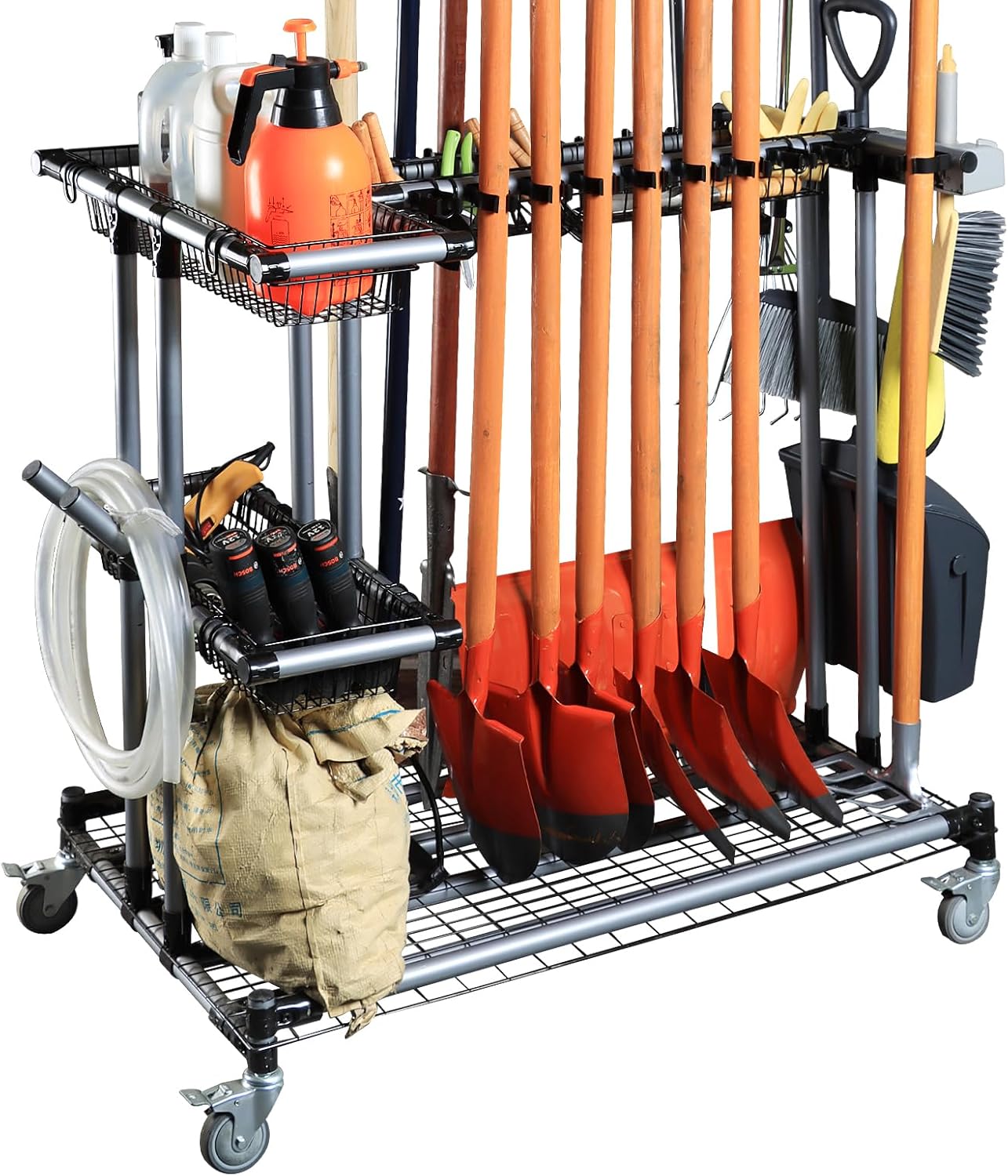 Ultimate Yard Tool Storage Rack with Rolling Casters – Organize All Your Garden Tools Effortlessly