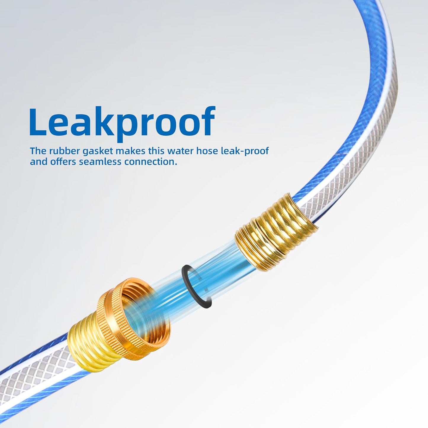 Solution4Patio Short Leader Blue Garden Hose 3/4 in. x 10 ft.-Kink Free, No Leaking, Male to Female Brass/Aluminum Fittings-Heavy Duty Durable Flexible Lightweight Water Pipe for Household &Commercial