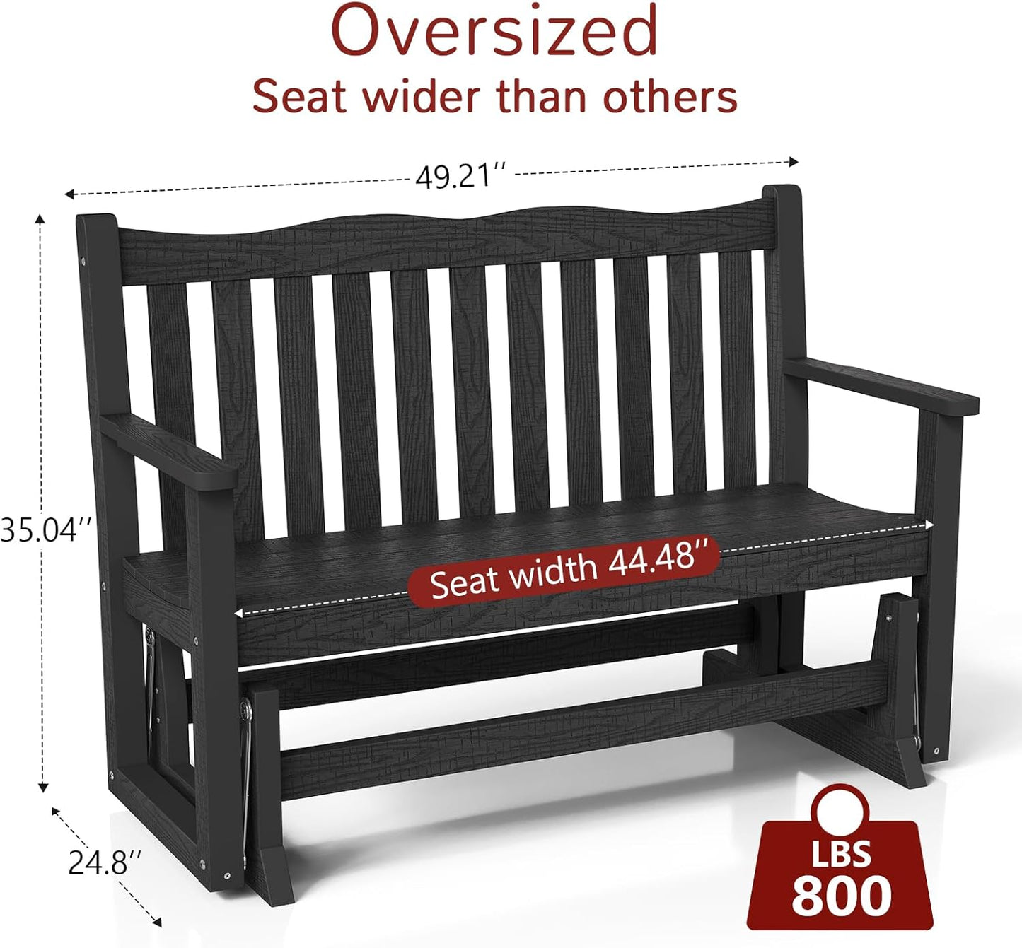 Stoog Outdoor Glider Benches Set of 2, All-Weather Patio Glider with 800 lbs Weight Capacity, Low Maintenance, for Porch, Backyard, and Garden, Black