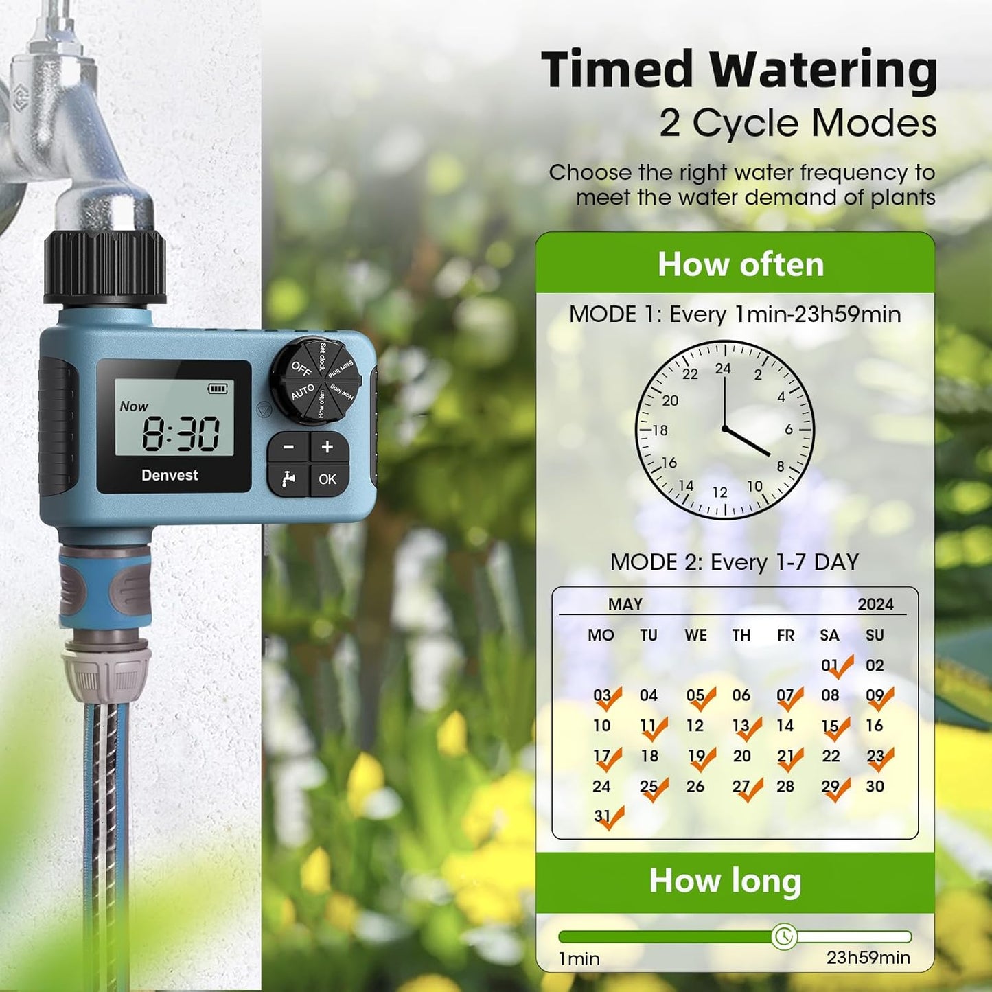 Hose Timer, Water Timer for Garden Hose Faucet, Sprinkler Timers Outdoor, Irrigation Timer with Rain Delay/Manual for Garden/Outdoor Hose, Yard, Lawns, 1 Outlet