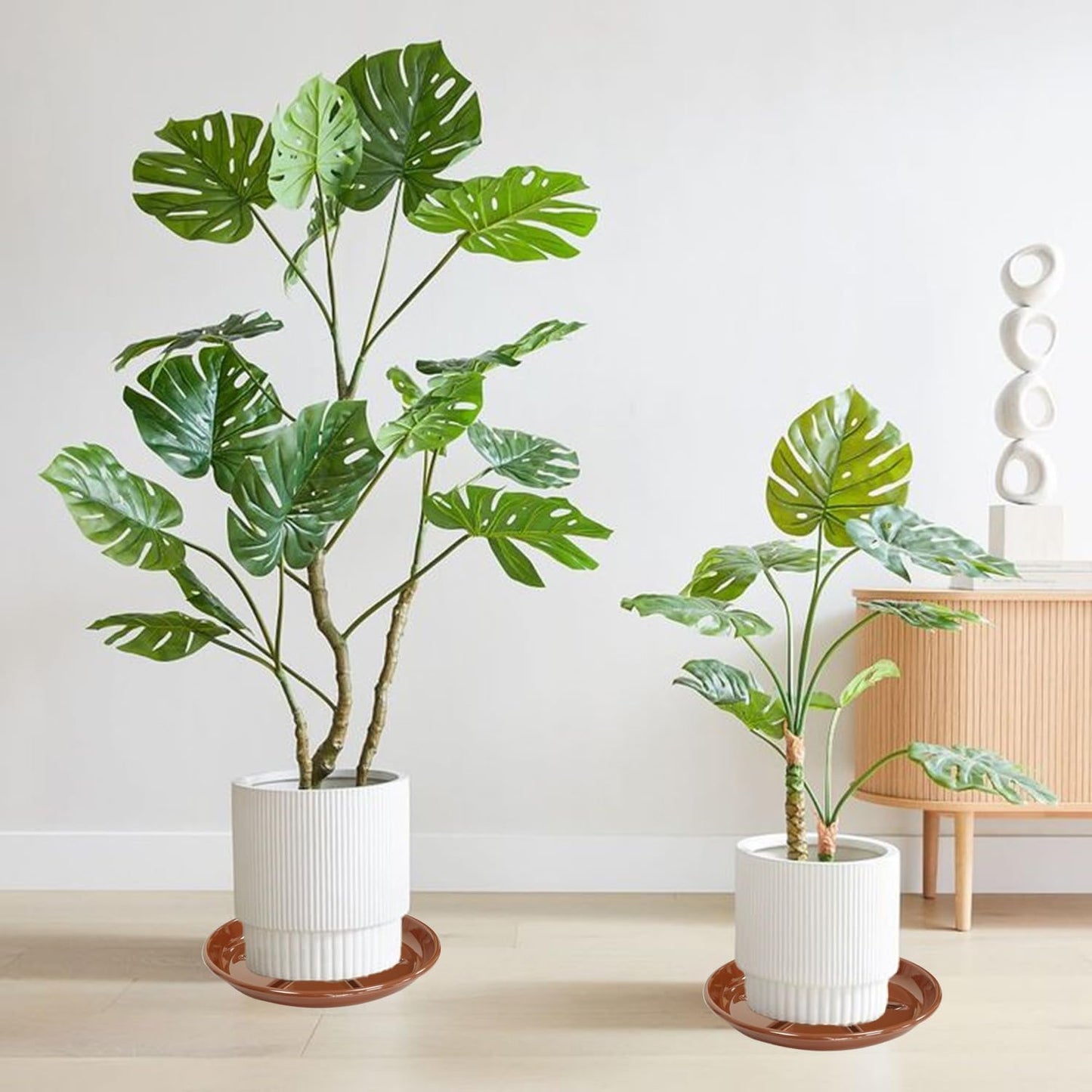 6 Pack of Plant Saucer 12 inch, Large Heavy Duty Plastic Saucers Round, Plant Drip Trays for Indoors Outdoor, Plant Water Tray for Planters, Brown