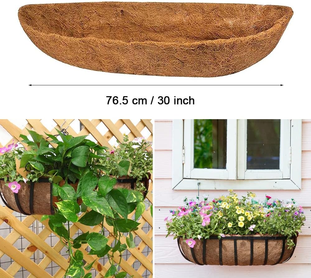 chengchuang 2pcs *24"、30"、36"、48" Coco Liner Trough,Trough Coco Fiber Replacement Liner, Coco Liners for Planters,Natural Coconut Coir Planter, Garden Flower Vegetables Pot for Window Flower Box