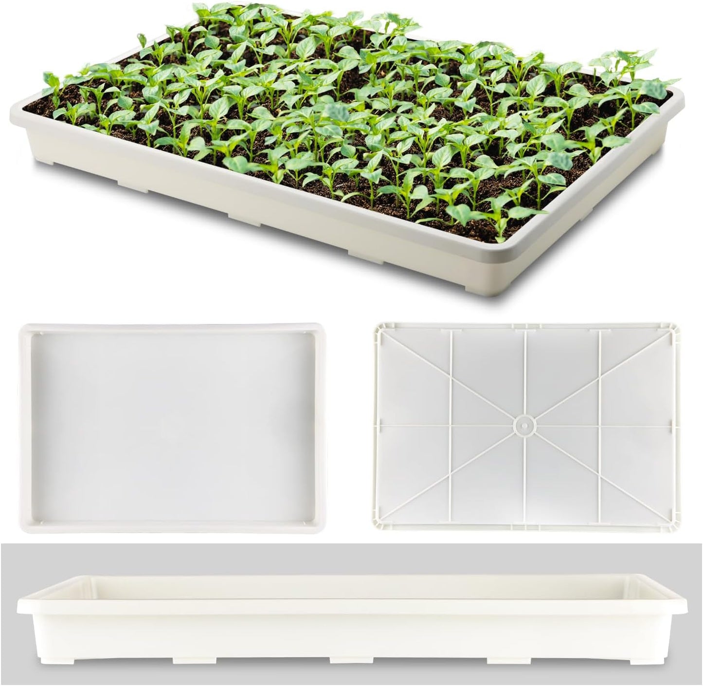 5 Pack Nursery Pot Tray, Carrying and Holding Plant Tray for Pot 24 Cell Carrying Holder Drainage Watering Plant Tray (White)
