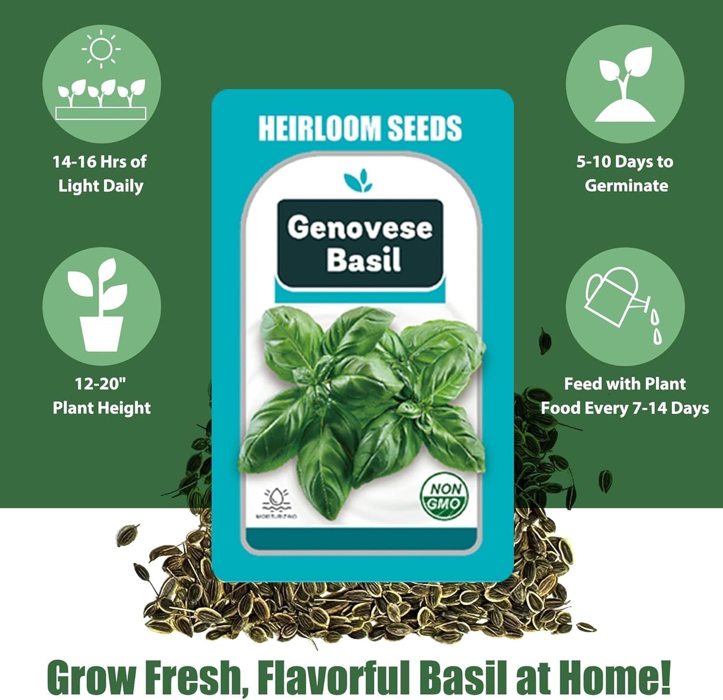 Basil Seed Pods for All Hydroponics Growing Systems, 12 Pods Herb Kit with 200+ Seeds of Genovese Basil, Grow Your Own Herb Garden at Home