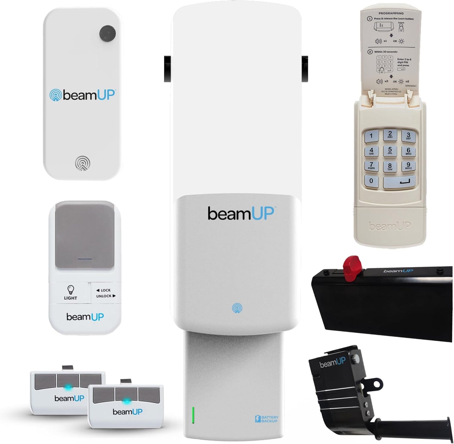 Thunderbolt BU950V3 Jackshaft Smart Garage Door Opener, Motion-Activated 1500-Lumen Light Bulb, Smart Garage Control, Wall Mounted, Alexa Compatible, (2) 3-Button Remote Controls